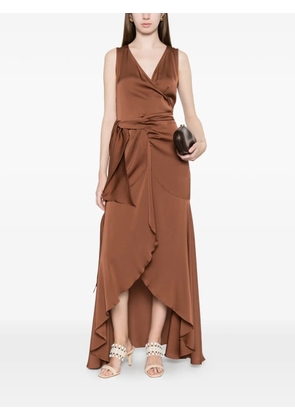 SILK95FIVE Shangri La draped V-neck dress - Brown