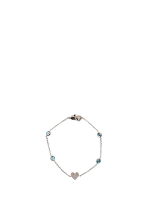 Gucci Pre-Owned 2000-2015 Sterling Silver Crystal Heart Station bracelet - Blue