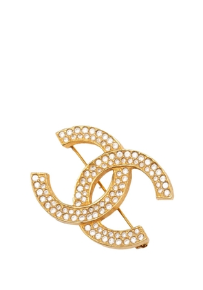CHANEL Pre-Owned 1950-1970 Gold Plated CC Rhinestone Brooch costume brooch