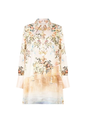 Camilla floral-print mini shirt dress - Neutrals