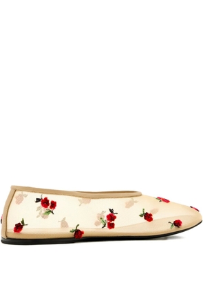 KHAITE Marcy raspberry-embroidery ballet flats - Neutrals