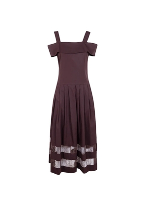 Blugirl shoulder detail pleated dress - Brown