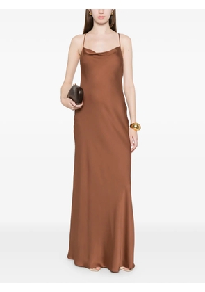 SILK95FIVE St. Germaine cowl neck slip maxi dress - Brown