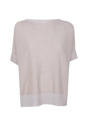 D.Exterior ribbed short-sleeve knitwear - Neutrals