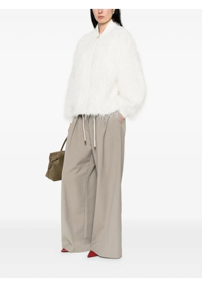 Sword fringed bomber jacket - White