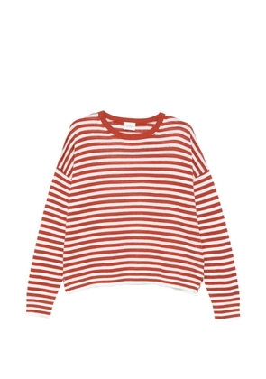 Closed striped round-neck top - Red