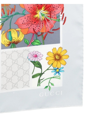 Gucci floral twill scarf - White