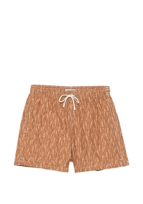 Canali leaf-print swim shorts - Brown