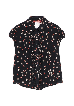 Max Mara Canale flower-print ruffled top - Blue