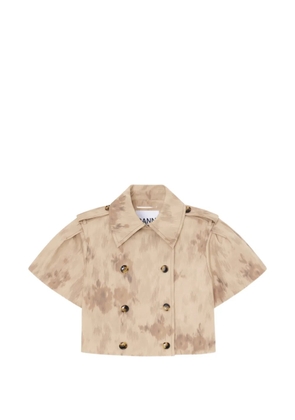 GANNI double-breasted short-sleeve jacket - Neutrals