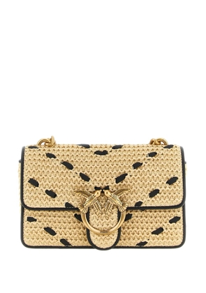 PINKO Love One Light chevron raffia small crossbody bag - Neutrals