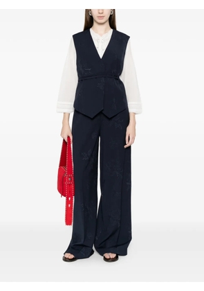 TWINSET embroidered-floral waistcoat - Blue