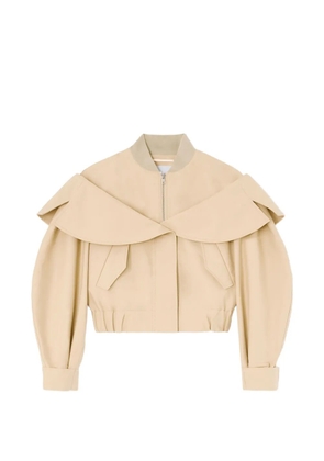 GANNI layered-detail bomber jacket - Neutrals