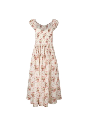 DÔEN Quinette floral-print shirred midi dress - Neutrals