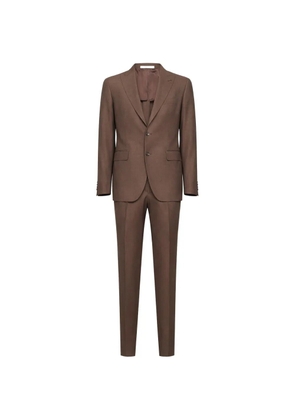 Tagliatore logo-pin single-breasted suit - Brown