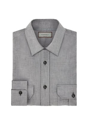 Canali button fitted cuffs long coat - Grey