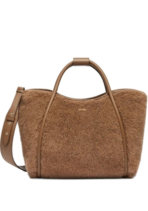 Max Mara shearling leather-trimmed handbag - Brown