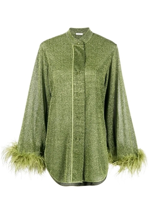 Oséree Lumière feather-trimed shirt - Green