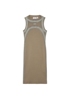 Off-White logo-stamp round-neck dress - Brown