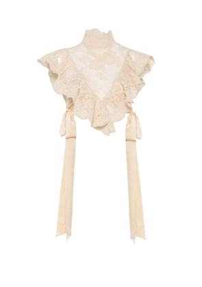 ZIMMERMANN Luna lace ruffled top - Neutrals