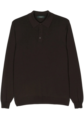 Zanone fine-knit polo shirt - Brown