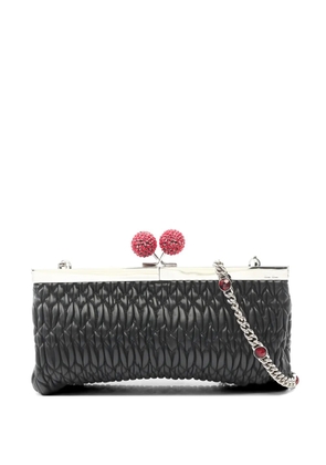 Miu Miu Pre-Owned 2010s Matelasse chain leather clutch bag - Black