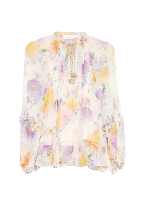 ZIMMERMANN Luna ruffled floral blouse - Neutrals