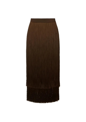 Elisabetta Franchi fringed midi skirt - Brown