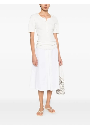 ALPHA STUDIO side-zip midi A-line skirt - White