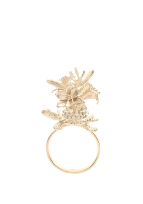 Christian Dior Pre-Owned 2010-2025 Gold Plated Turtle Flower Ring costume ring