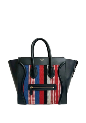 Celine Pre-Owned 2015 Mini Striped Canvas and Leather Luggage Tote handbag - Blue