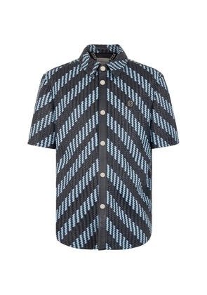 Philipp Plein woven striped leather shirt - Blue