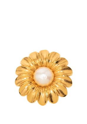 CHANEL Pre-Owned 1980-1990 Gold Plated Faux Pearl Daisy Brooch costume brooch - White