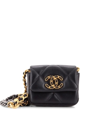 CHANEL Pre-Owned 19 Convertible Flap Coin Purse With Chain Quilted Lambskin belt bag - Black
