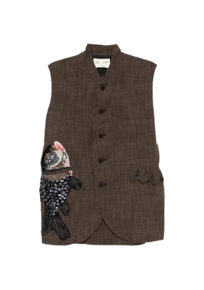 GG IN RED appliqué vest - Brown