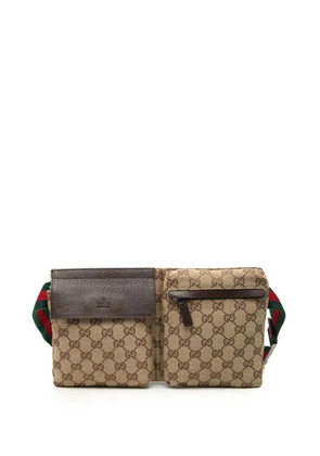 Gucci Pre-Owned 2000-2015 GG Canvas Web Double Pocket belt bag - Brown