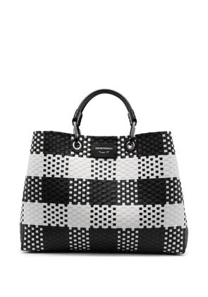 Emporio Armani check-pattern woven tote bag - Black