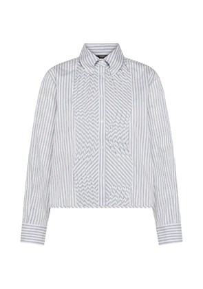 Seventy ruffled striped shirt - White