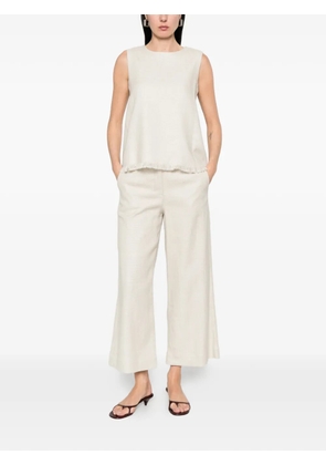 'S Max Mara Anika fringed round-neck top - Neutrals