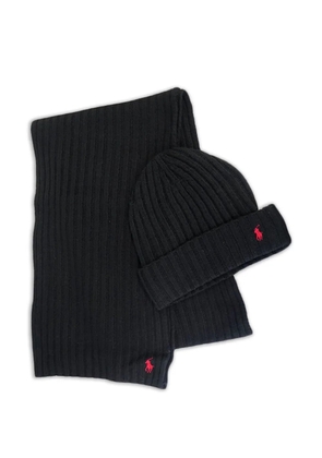 Polo Ralph Lauren ribbed scarf set (set of two) - Black