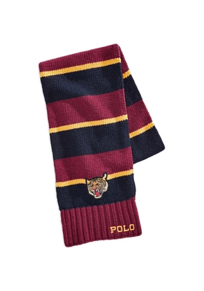 Polo Ralph Lauren Rugby striped tiger-detail scarf - Red