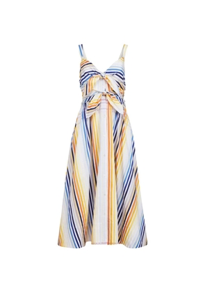 Toccin Wren double tie-front midi cotton dress - White