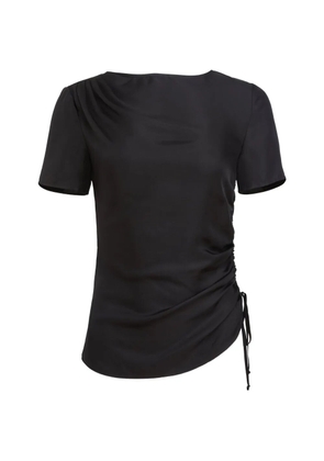 Toccin Uma drawstring-detail short-sleeve silk top - Black
