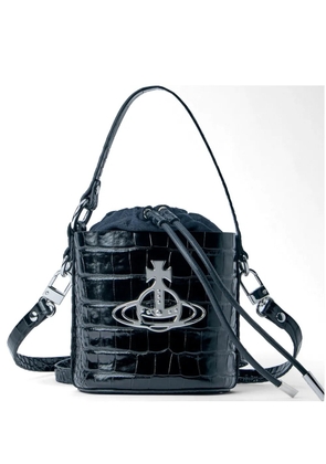 Vivienne Westwood croc-embossed drawstring bucket bag - Black