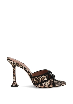 Amina Muaddi Eleonora leopard bow sandals - Neutrals