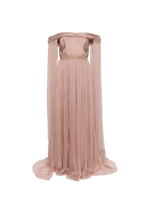 M.Marquise off-shoulder embellished maxi dress - Neutrals