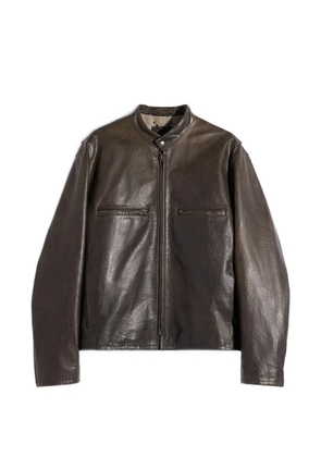LEMAIRE boxy biker jacket - Brown