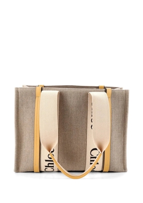 Chloé Pre-Owned Woody Canvas with Leather Medium tote bag - Neutrals