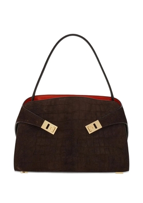 Ferragamo Hug animal-print suede tote bag - Brown