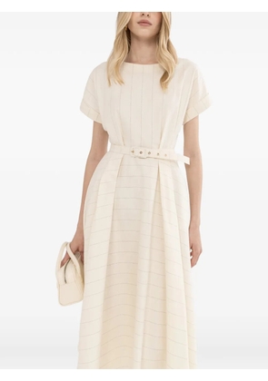 NISSA striped belted midi dress - Neutrals